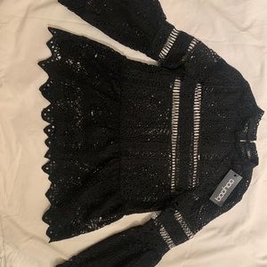 Boo Hoo lace long sleeve detail top